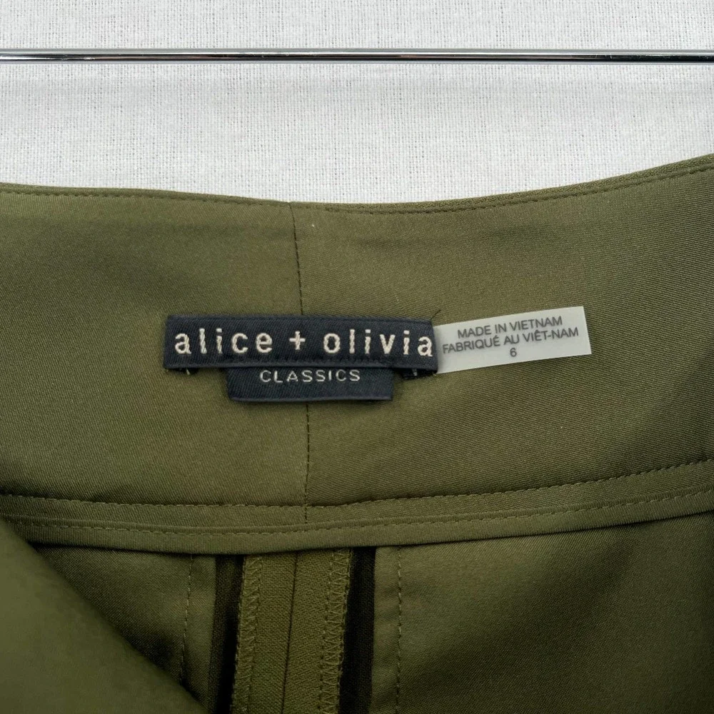 ALICE + OLIVIA Shorts Womens 6 Olive Green Cady High Waist Clean Short NWT - Picture 5 of 16